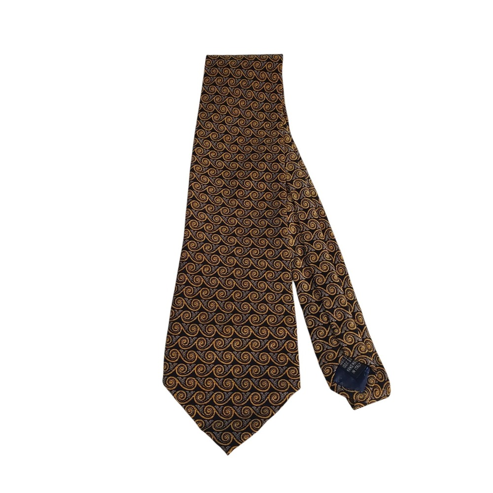 Valentino Mens Tie‎ Necktie Designer Luxury Brown Black Gray Geometric Suit Work